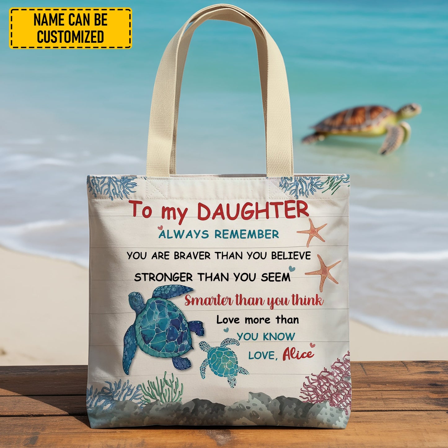Personalized Sea Turtle Tote Bag – To My Daughter Gift, Custom Name