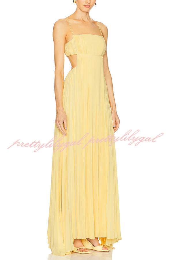 Butter Moment Pleated Cutout Waist A-line Slip Maxi Dress