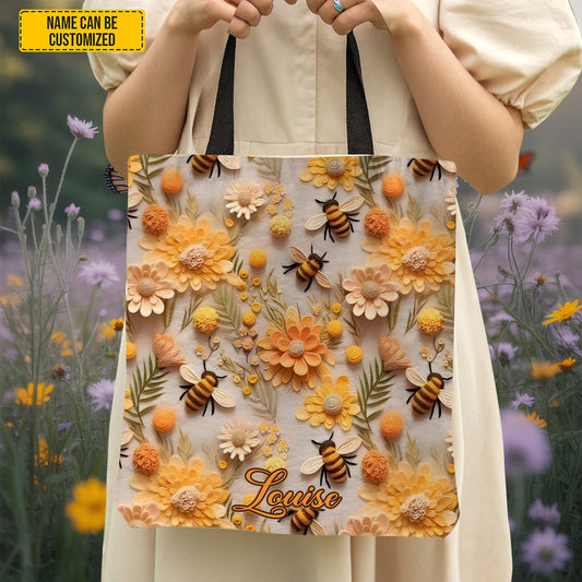 Bee & Floral - Personalized Tote Bag