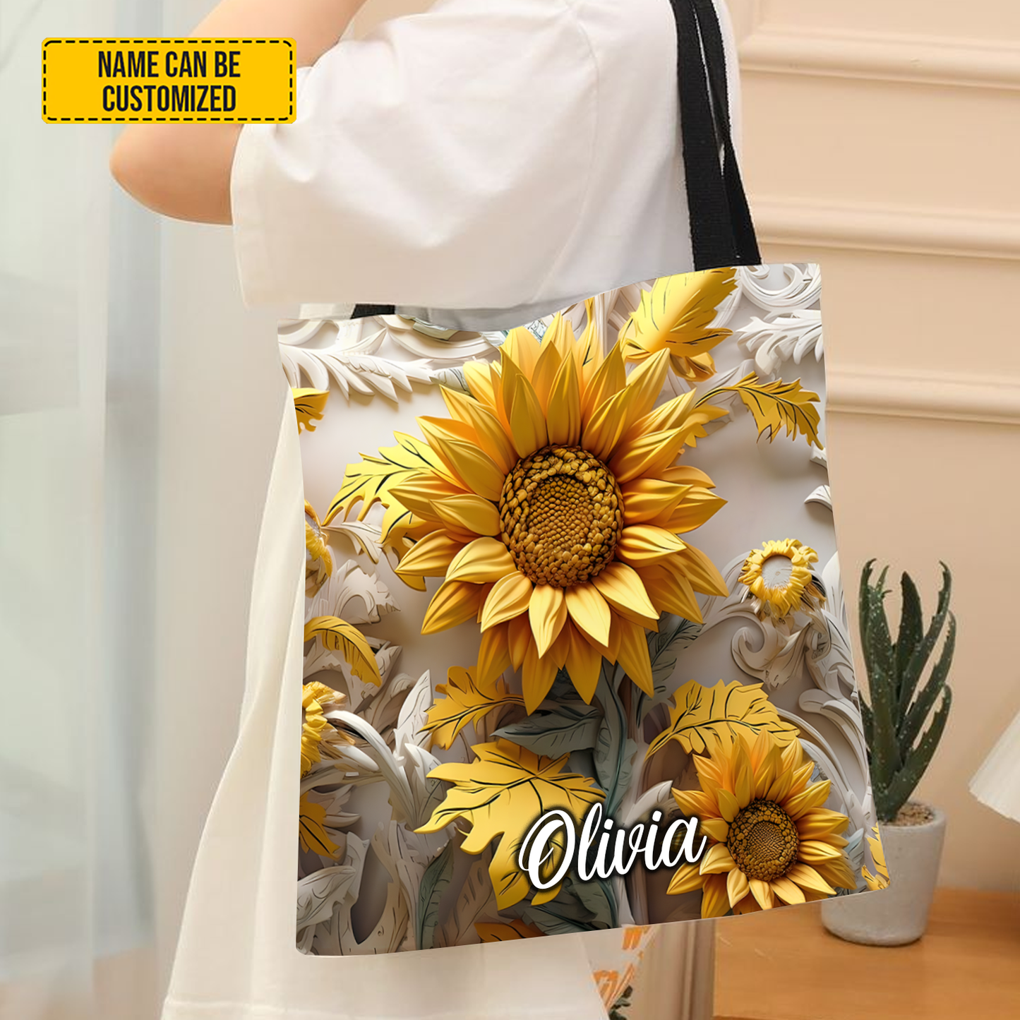 Personalized Beautiful Sunflower Tote Bag