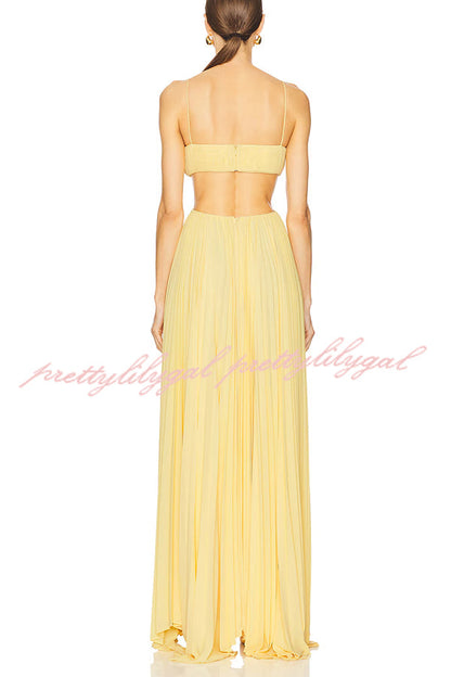 Butter Moment Pleated Cutout Waist A-line Slip Maxi Dress