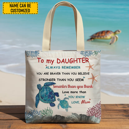 Personalized Sea Turtle Tote Bag – To My Daughter Gift, Custom Name