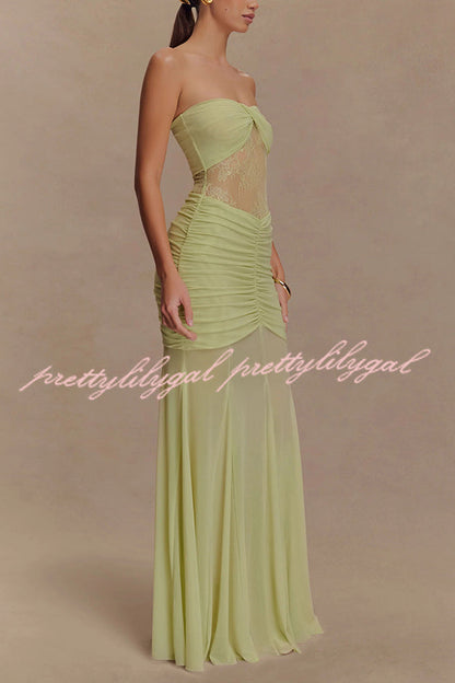 Fashion Lace Splicing Sexy Sleeveless Off-shoulder Slim Maxi Dress