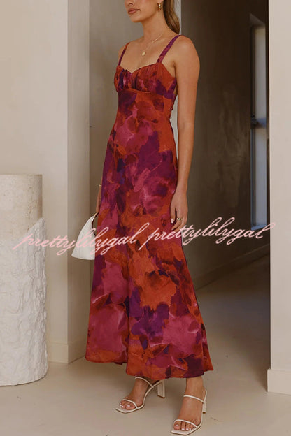 Fashion Tie-dye Backless Suspender Holiday Maxi Dress
